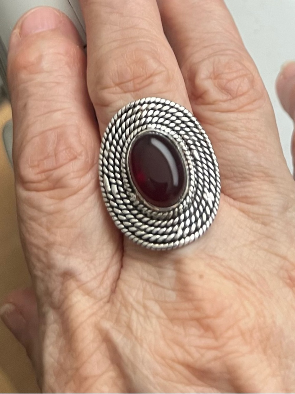 Garnet Sterling Silver statement ring New in box